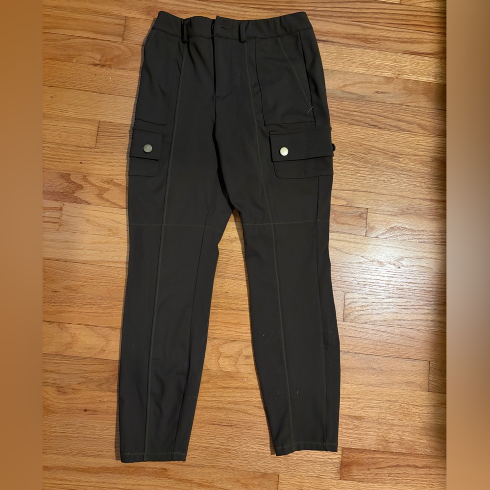 High Waisted Zipper Pockets Solid Skinny Cargo Pants (petite)